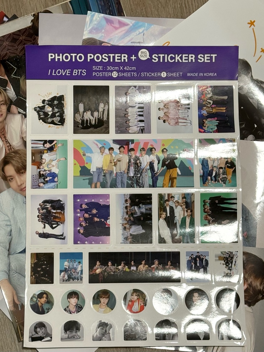 I Love BTS 8 30cm x 42cm Photo Posters And Sticker Sheet Set K-pop Bts